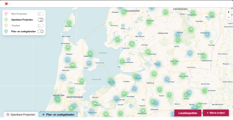 Computerscherm nieuwsradar kaart van Nederland