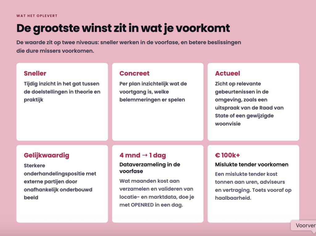Overzicht van de voordelen welke pipeline kan bieden.